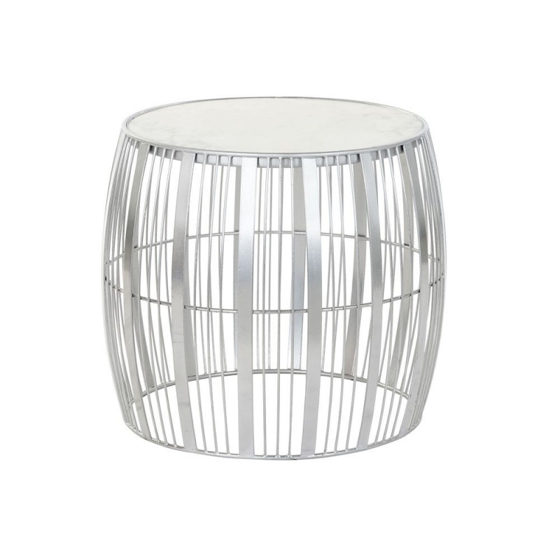 Table d'appoint DKD Home Decor Blanc Marbre Fer Argenté (46 x 46 x 41 cm) - Article pour la maison à prix de gros