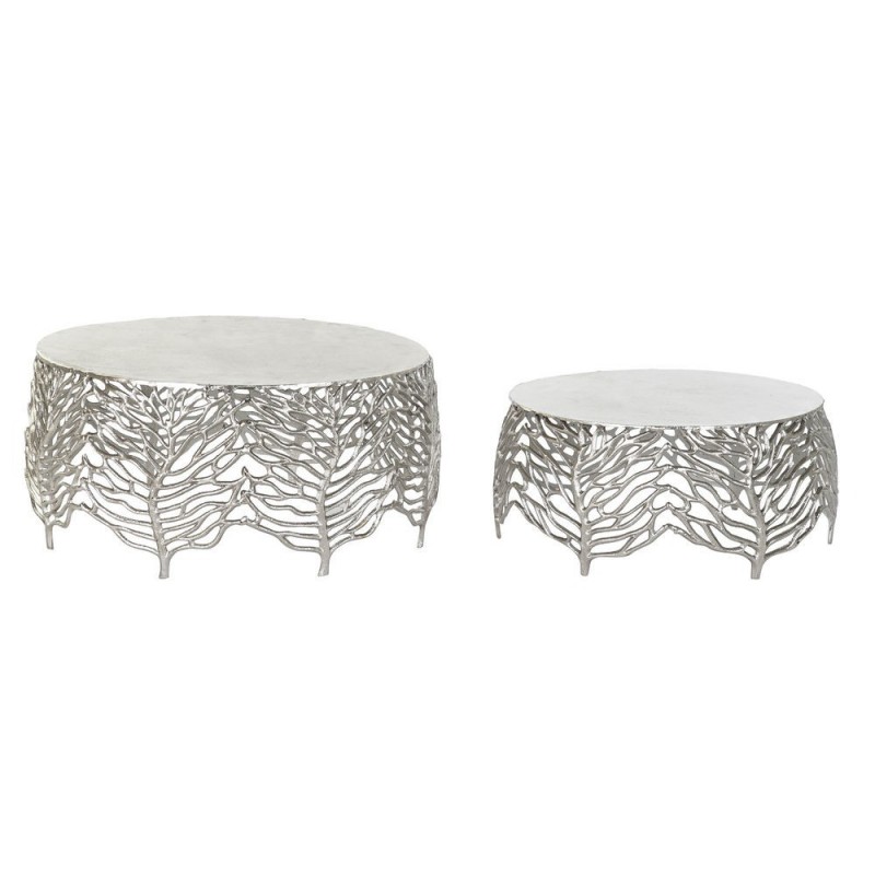 Side table DKD Home Decor Aluminium (2 pcs) (52 x 52 x 25 cm) (63.5 x 63.5 x 30.5 cm) - Article for the home at wholesale prices