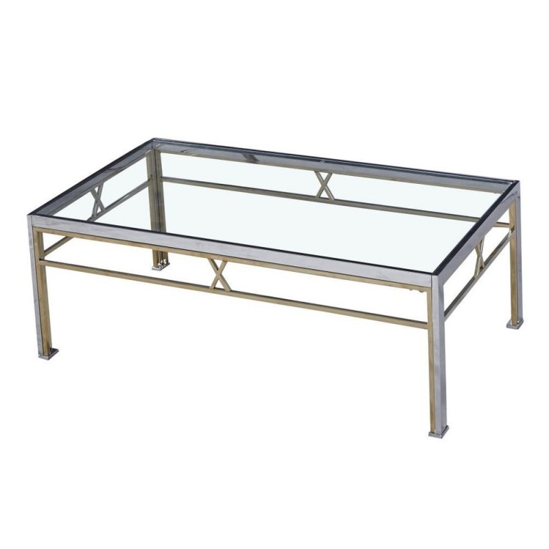 Table d'appoint DKD Home Decor Verre Acier Argent (110 x 60 x 40 cm) - Article pour la maison à prix de gros