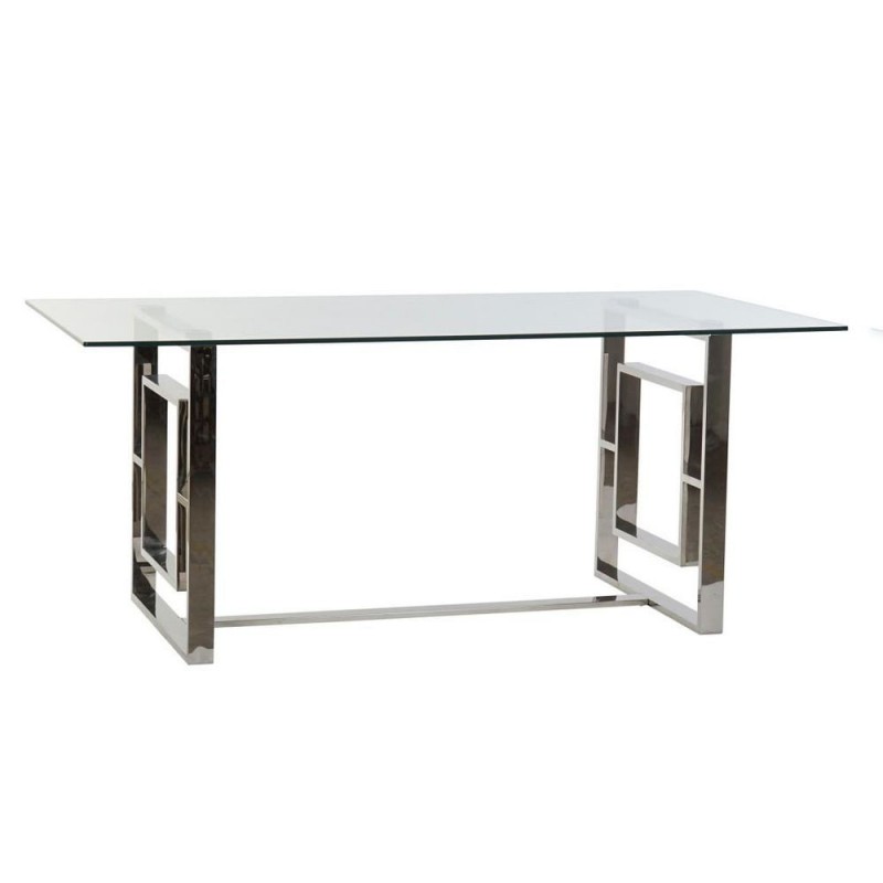 Dining Table DKD Home Decor Steel Glass (180 x 90 x 75 cm) - Article for the home at wholesale prices