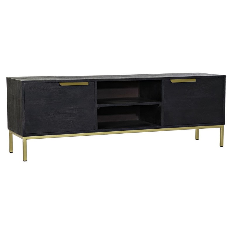 TV furniture DKD Home Decor Black Metal Gold Mango wood (147 x 40 x 51 cm) - Article for the home at wholesale prices