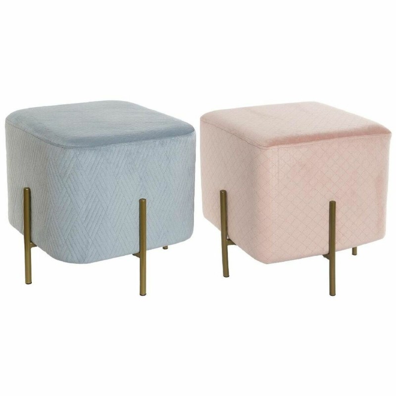 Footrest DKD Home Decor Polyester Metal (2 pcs) (43 x 43 x 42 cm) - Article for the home at wholesale prices