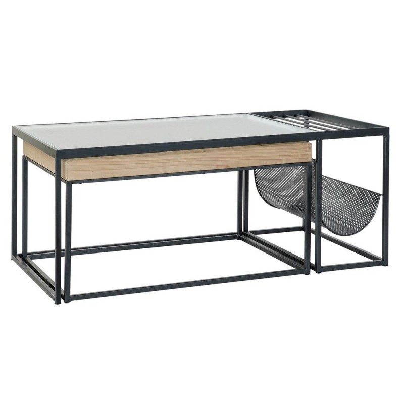 Table Porte-revues DKD Home Decor Bois Métal Bambou Verre (2 pcs) (110 x 60 x 45 cm) (79 x 56 x 41.5 cm) - Article pour la maison à prix de gros