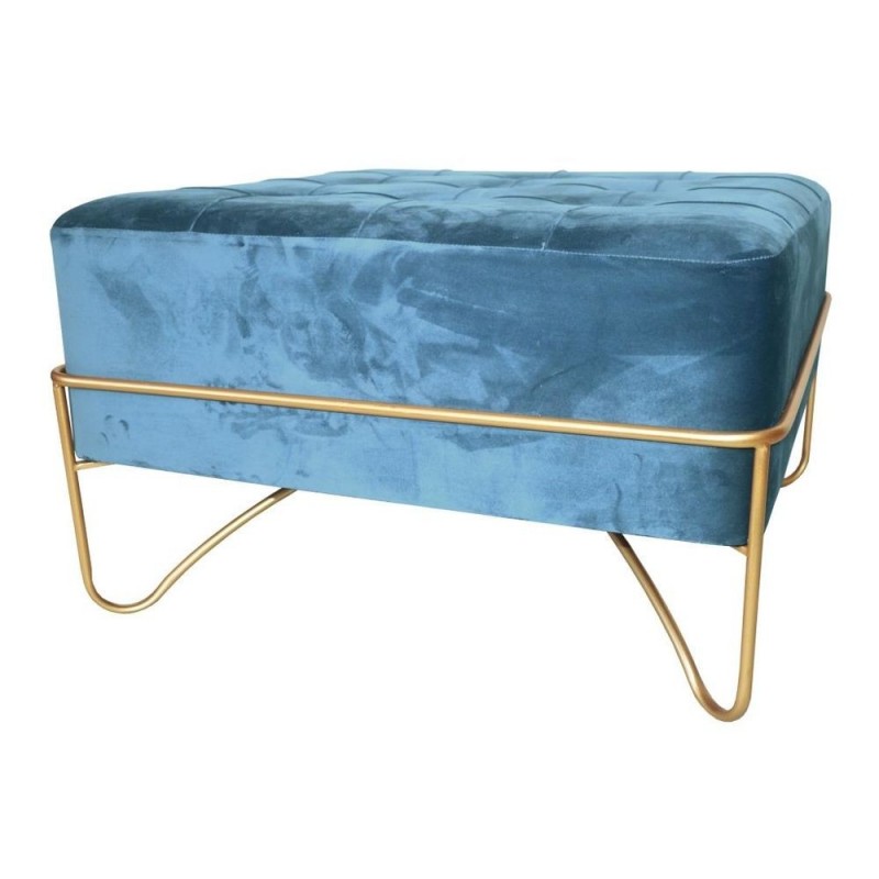 Storage Chest DKD Home Decor Blue Polyester Foam Metal Gold MDF Wood (80 x 80 x 47 cm) - Article for the home at wholesale prices