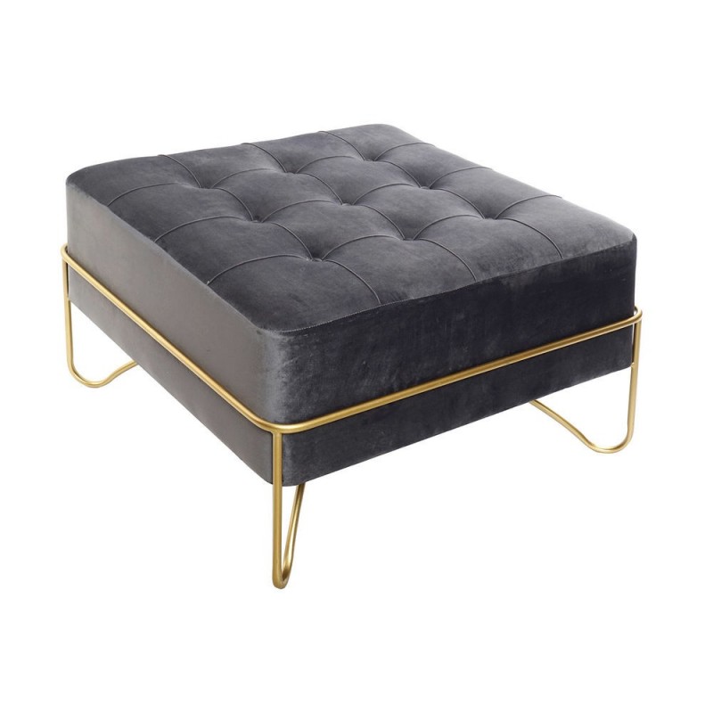 Coffre de Rangement DKD Home Decor Gris Polyester Mousse Métal Doré Bois MDF (80 x 80 x 47 cm) - Article pour la maison à prix de gros