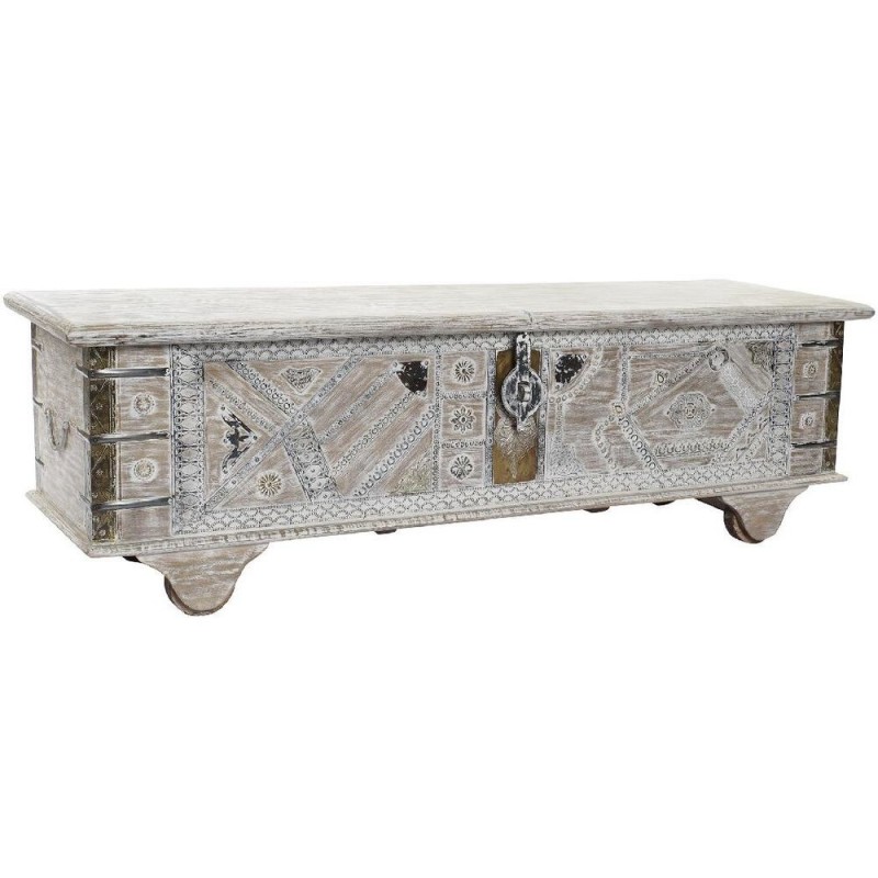 Chest DKD Home Decor Paulownia wood White Brass (146 x 40 x 45 cm) - Article for the home at wholesale prices