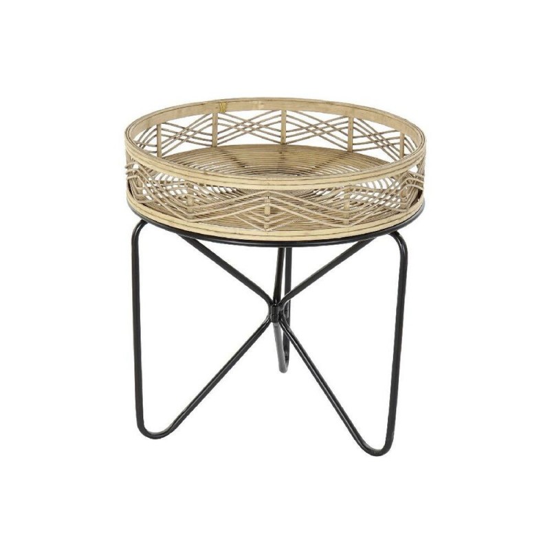 Side table DKD Home Decor Black Brown Rattan Bamboo (50 x 50 x 52 cm) - Article for the home at wholesale prices