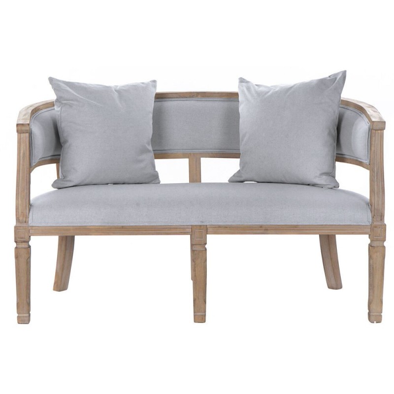 Sofa DKD Home Decor Linen Hevea wood Light grey (122 x 69 x 72 cm) - Article for the home at wholesale prices