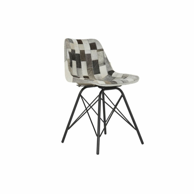 Chaise de Salle à Manger DKD Home Decor Noir Métal Cuir (45.5 x 52 x 79 cm) - chaise de salle à manger à prix grossiste