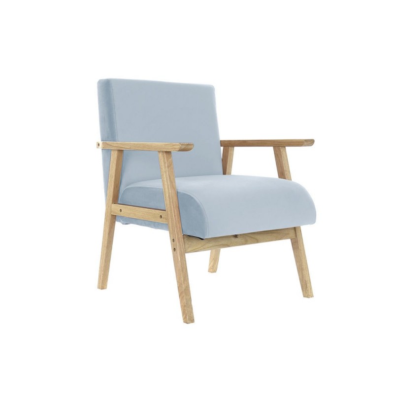 Siège DKD Home Decor Polyester Bleu ciel Bois MDF (61 x 63 x 77 cm) à prix de gros - Article pour la maison à prix grossiste