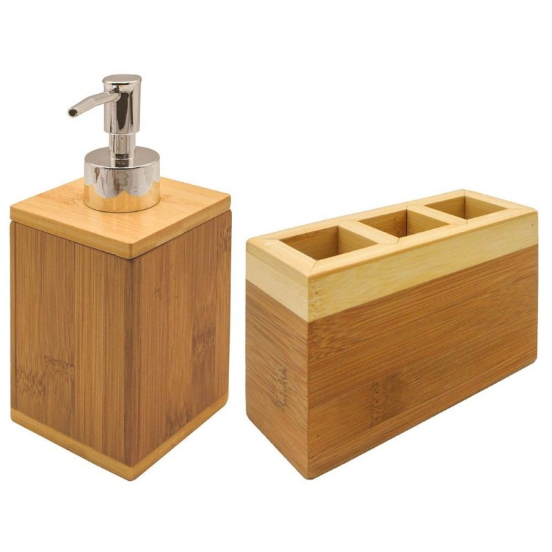 DKD Home Decor Bamboo Bath Set (13 x 5 x 9 cm) (2 pcs) - Article for the home at wholesale prices