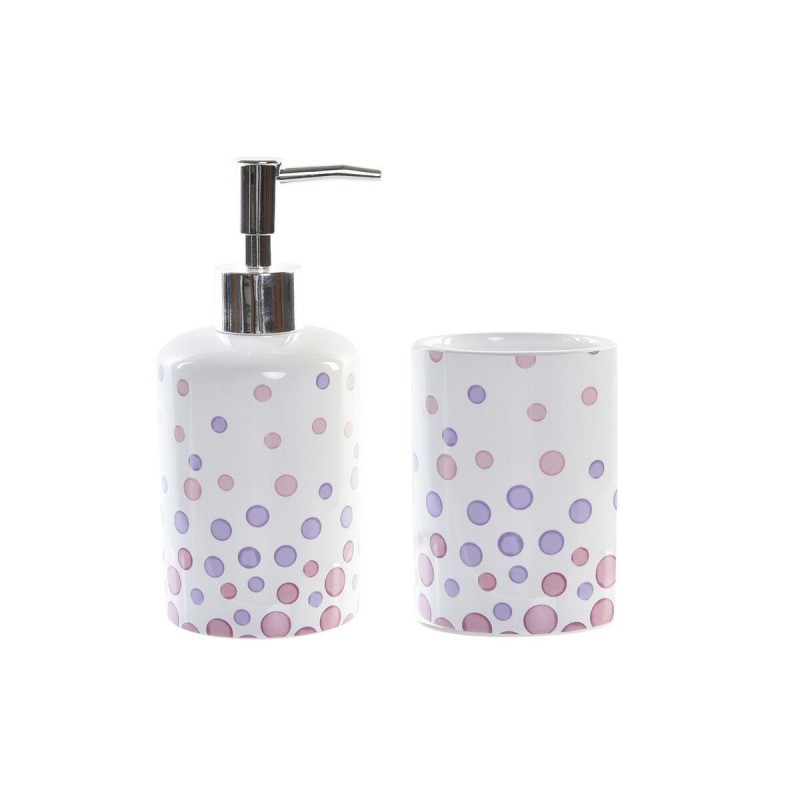 Ensemble de Bain DKD Home Decor Blanc ABS Dolomite Avec taupes (7 x 7 x 17,5 cm) (2 Pièces) à prix de gros - Article pour la maison à prix grossiste