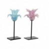 Bougeoir DKD Home Decor Métal Verre Fleur (12 x 12 x 24 cm) (2 pcs) - Article pour la maison à prix de gros