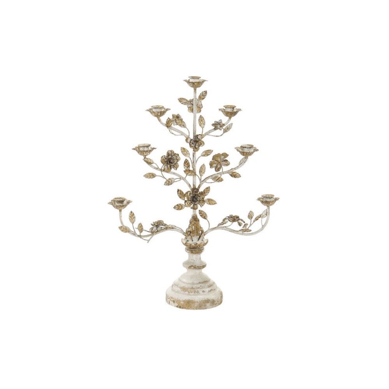 Circular candelabra with stand DKD Home Decor Beige Metal Wood Flowers (62 x 21 x 82 cm) - Article for the home at wholesale prices