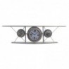 Horloge Murale DKD Home Decor Verre Fer Avion Bois MDF Gris foncé (120 x 21 x 33.5 cm) - Article pour la maison à prix de gros