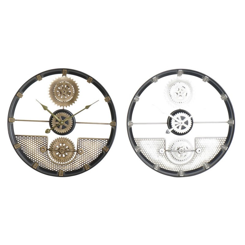 Wall Clock DKD Home Decor Silver Gilded Iron Gear (40 x 5.5 x 40 cm) (2 pcs) - Article for the home at wholesale prices