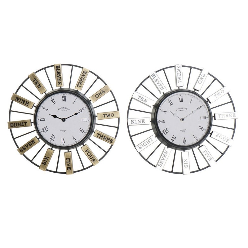 Horloge Murale DKD Home Decor Verre Argenté Doré Fer (40 x 6.4 x 40 cm) (2 pcs) à prix de gros - Article pour la maison à prix grossiste