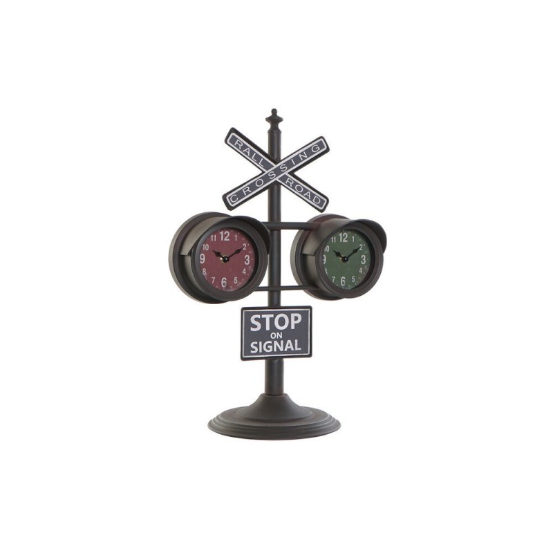 Table clock DKD Home Decor Black Glass Iron (36 x 22 x 52 cm) - Article for the home at wholesale prices
