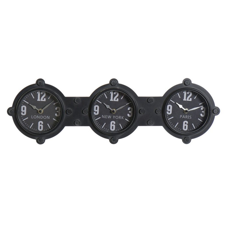 Wall Clock DKD Home Decor Glass Black Iron (58 x 6.5 x 18 cm) - Article for the home at wholesale prices