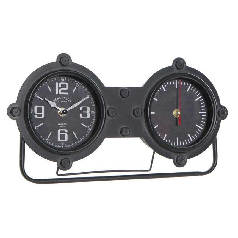 Horloge de table DKD Home Decor Verre Noir Doré Fer (38 x 7 x 20 cm) à prix de gros - Article pour la maison à prix grossiste
