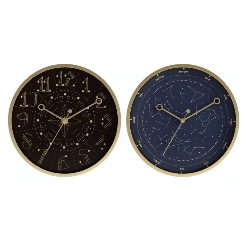 Horloge Murale DKD Home Decor Noir Bleu Aluminium (30 x 4 x 30 cm) (2 pcs) à prix grossiste - Article pour la maison à prix de gros