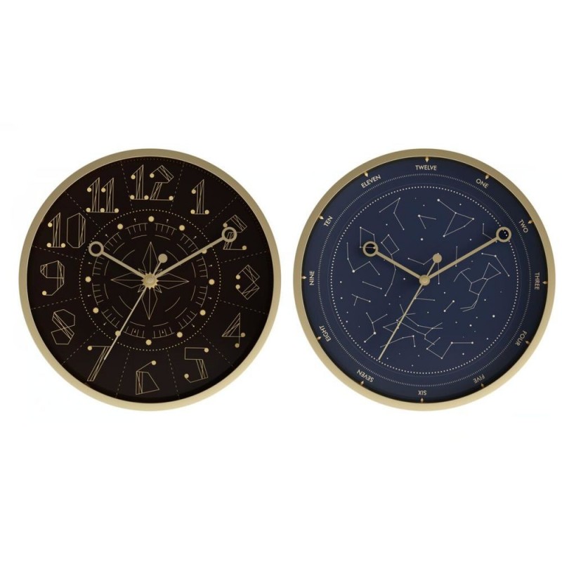 Wall Clock DKD Home Decor Black Blue Aluminium (30 x 4 x 30 cm) (2 pcs) - Article for the home at wholesale prices