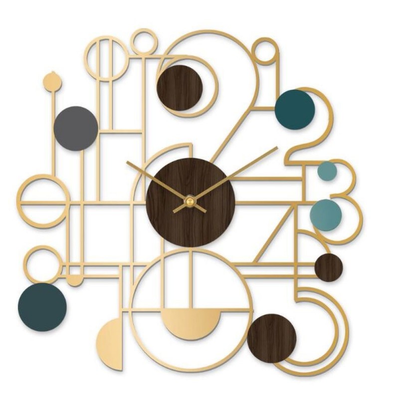 Wall Clock DKD Home Decor Doré Fer Bois MDF (60 x 4.5 x 60 cm) - Article for the home at wholesale prices