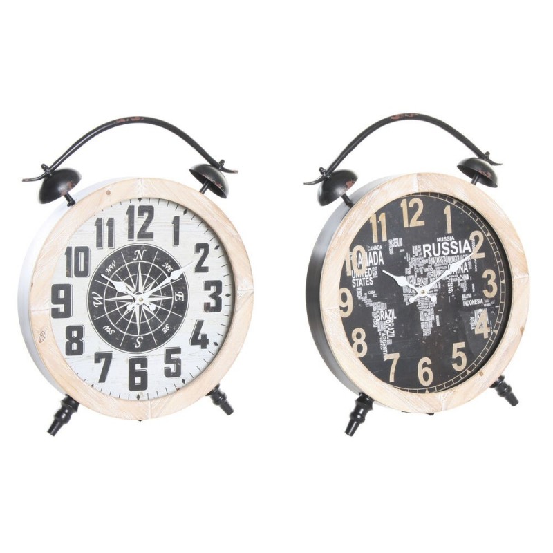 Horloge de table DKD Home Decor Noir Fer Bois MDF (41 x 6.5 x 52.5 cm) (2 pcs) - Article pour la maison à prix grossiste