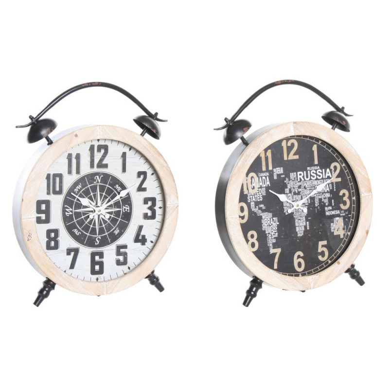 Table clock DKD Home Decor Black Iron Wood MDF (41 x 6.5 x 52.5 cm) (2 pcs) - Article for the home at wholesale prices