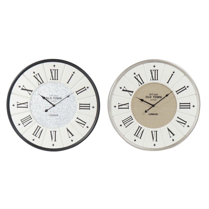 Wall Clock DKD Home Decor Grey Beige Iron Wood MDF (2 pcs) (60 x 5 x 60 cm) - Article for the home at wholesale prices