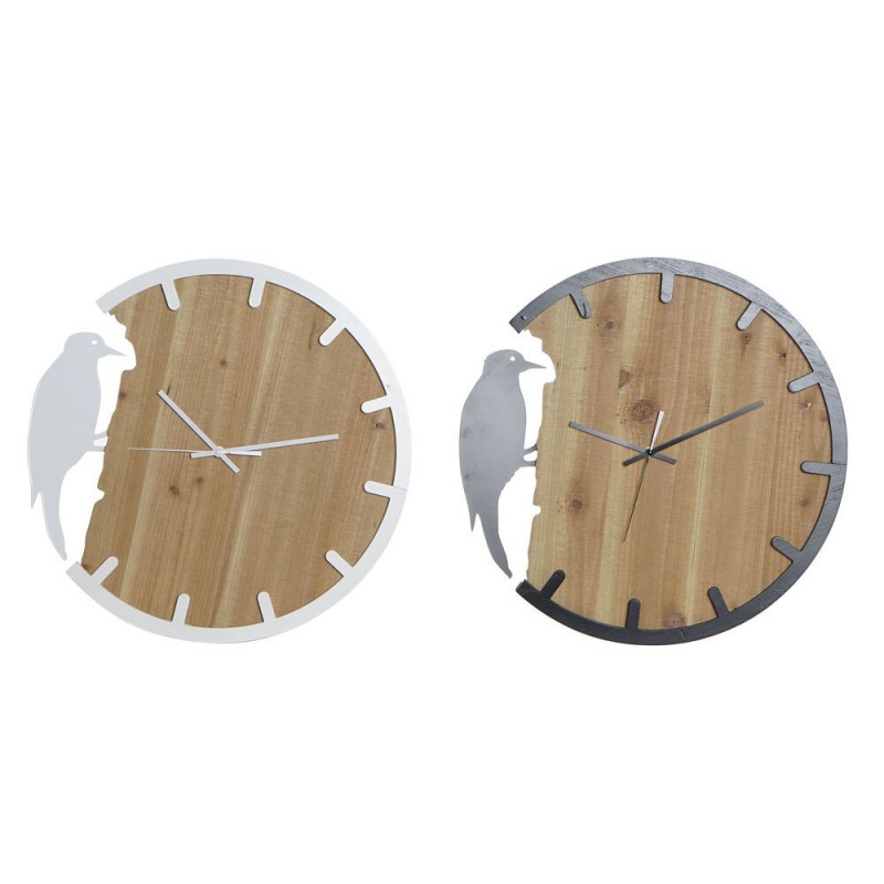 Wall Clock DKD Home Decor Black White Iron Bird Wood MDF (50 x 3.5 x 50 cm) (2 pcs) - Article for the home at wholesale prices