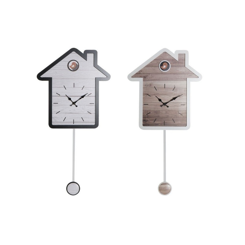 Horloge Murale DKD Home Decor Blanc Maison Bois MDF (32 x 4.5 x 56 cm) (2 pcs) - Article pour la maison à prix grossiste
