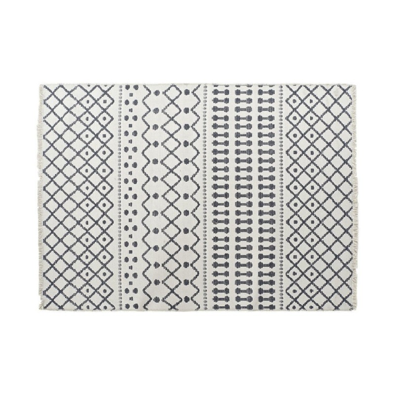 Carpet DKD Home Decor White Polyester Cotton Dark grey (160 x 230 x 1 cm) - Article for the home at wholesale prices