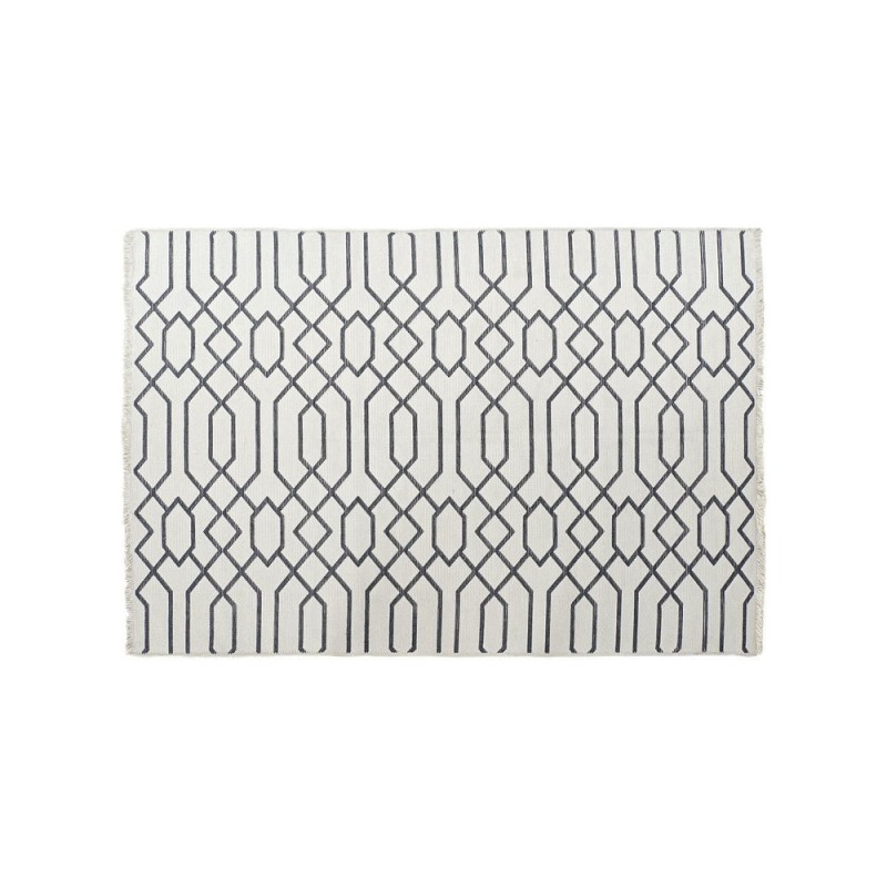 Tapis DKD Home Decor Blanc Gris Polyester Coton (120 x 180 x 1 cm) - Article pour la maison à prix grossiste