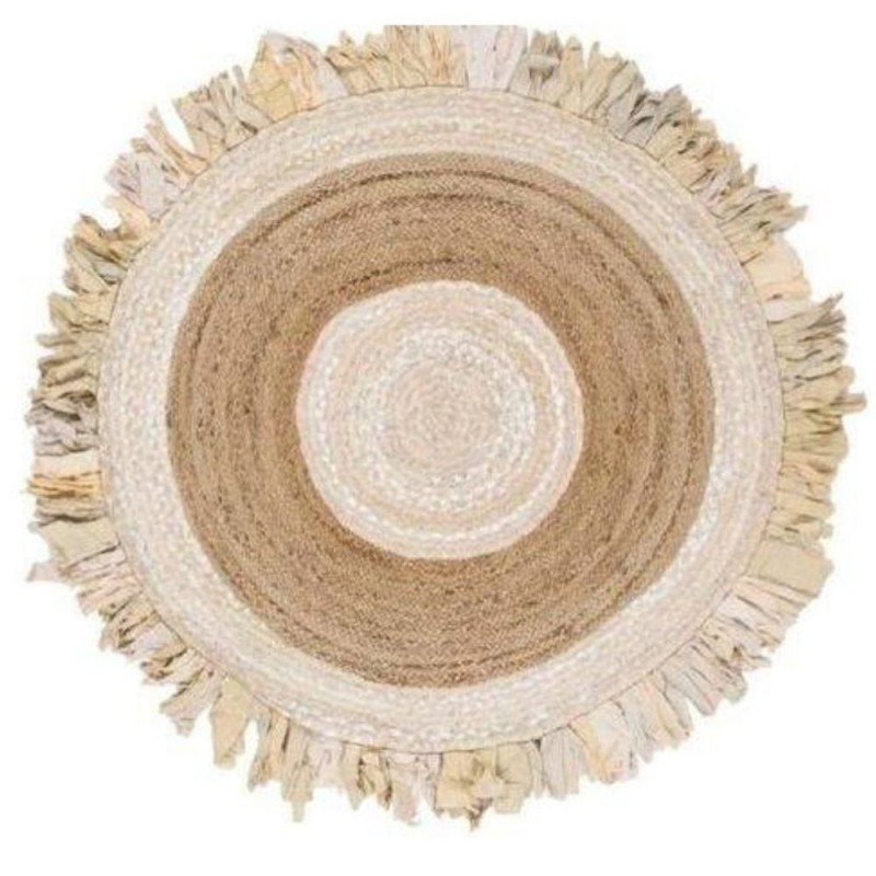 DKD Home Decor Beige Brown Cotton Jute Rug (200 x 200 x 1 cm) - Article for the home at wholesale prices