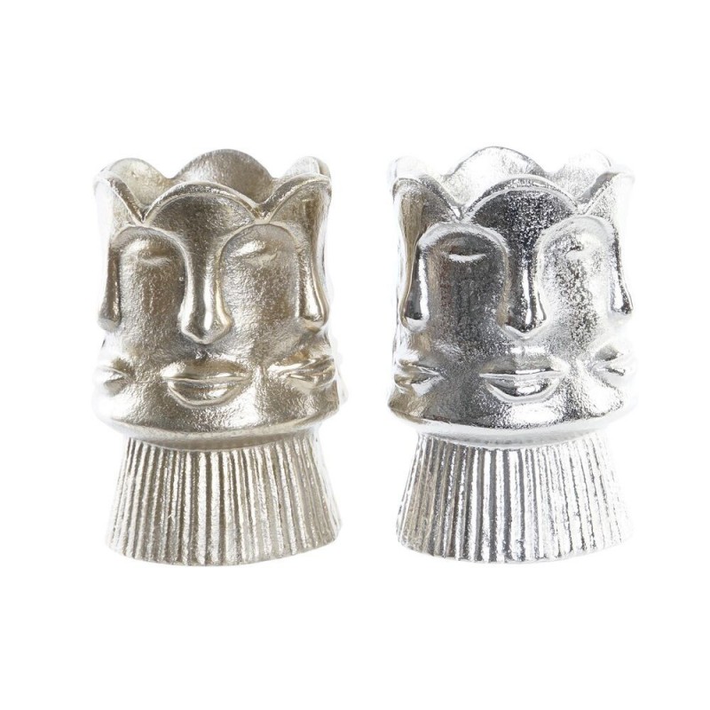 Vase DKD Home Decor Doré Visage Champagne Argenté Aluminium Moderne (2 Unités) (12 x 12 x 17 cm)   à prix grossiste - Article pour la maison à prix de gros