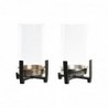 Bougeoir DKD Home Decor Champagne Verre Argenté Noir Aluminium (15 x 15 x 28 cm) (2 unidades) - Article pour la maison à prix de gros
