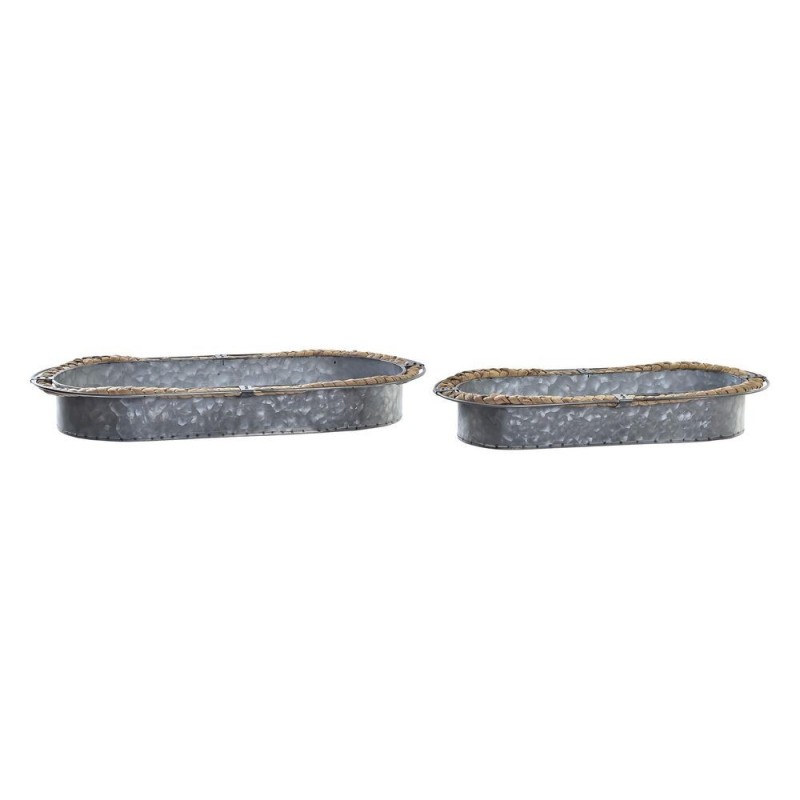 Centre de Table DKD Home Decor Gris Marron Fer Fibre (51 x 26 x 7 cm) à prix de gros - Article pour la maison à prix grossiste