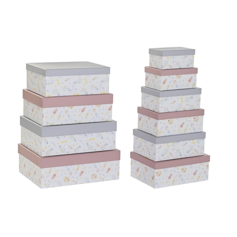 Stackable Storage Box Set DKD Home Decor Flowers Carton - Article for the home at wholesale prices