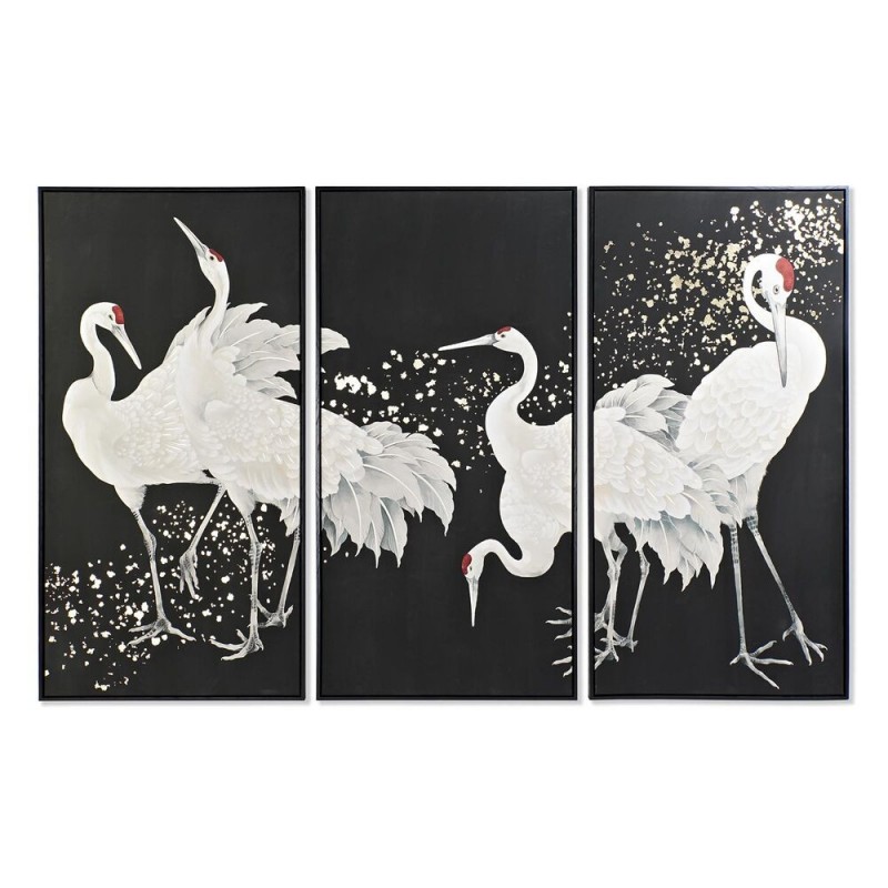 Jeu de 3 tableaux DKD Home Decor Oiseau Oriental (210 x 4 x 140 cm) (3 pcs) - Article pour la maison à prix de gros