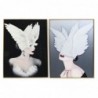 Cadre DKD Home Decor Plumes Moderne (60 x 3 x 80 cm) (2 Unités) - Article pour la maison à prix grossiste