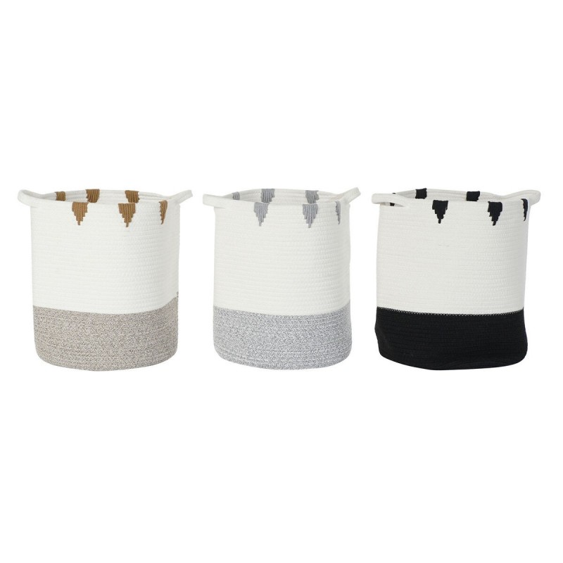 Panier DKD Home Decor Coton (34 x 34 x 40 cm) (3 Unités) - Article pour la maison à prix grossiste