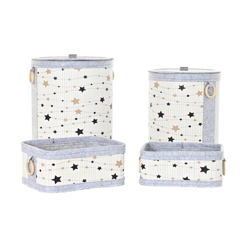 Set de basket DKD Home Decor Etoiles Aluminium Bambou Feutre (36 x 36 x 50 cm) (4 pcs) - Article pour la maison à prix de gros
