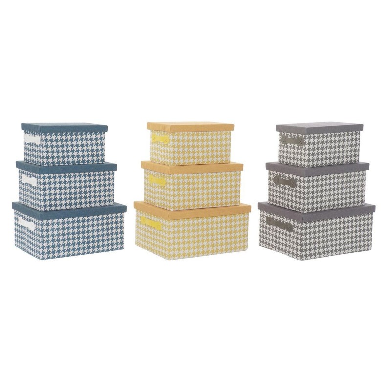 DKD Home Decor Polyester Stacking Storage Box Set (3 Units) - Article for the home at wholesale prices