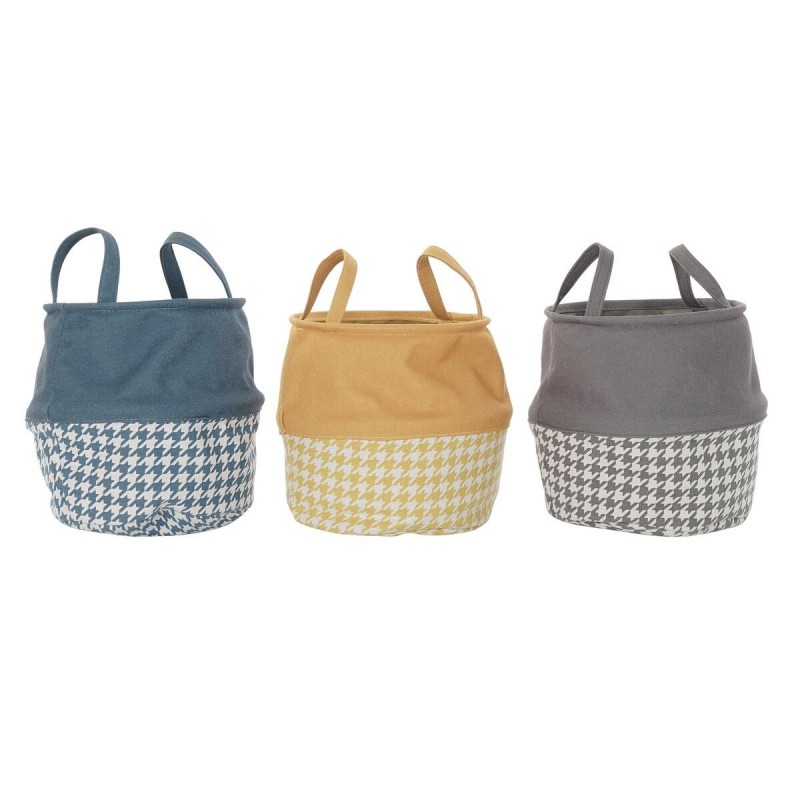 Clothes hamper DKD Home Decor Pied de coq Polyester (28 x 28 x 28 cm) (3 Units) - Article for the home at wholesale prices