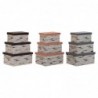Set of Stackable Storage Boxes DKD Home Decor Brown Grey Orange Polyester (40 x 30 x 20 cm) (3 Units) - Article for the home at wholesale prices