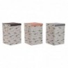Panier à linge DKD Home Decor Avec couvercle Polyester (36 x 36 x 55 cm) (3 Unités) - Article pour la maison à prix de gros