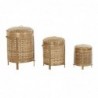 DKD Home Decor Bamboo Basket Set (31 x 31 x 44 cm) (3 pcs) - Article for the home at wholesale prices