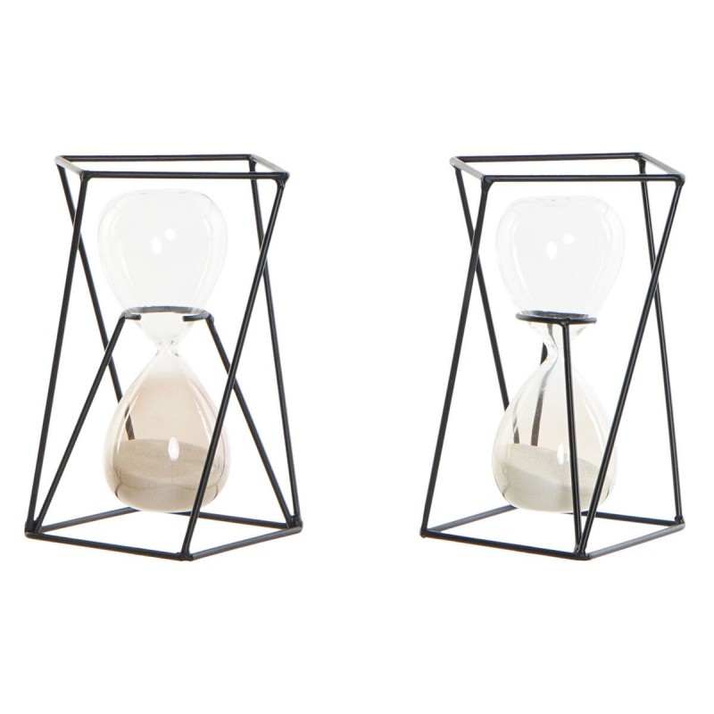 Hourglass DKD Home Decor Black Glass Metal (14 x 14 x 19 cm) (2 Units) - Article for the home at wholesale prices