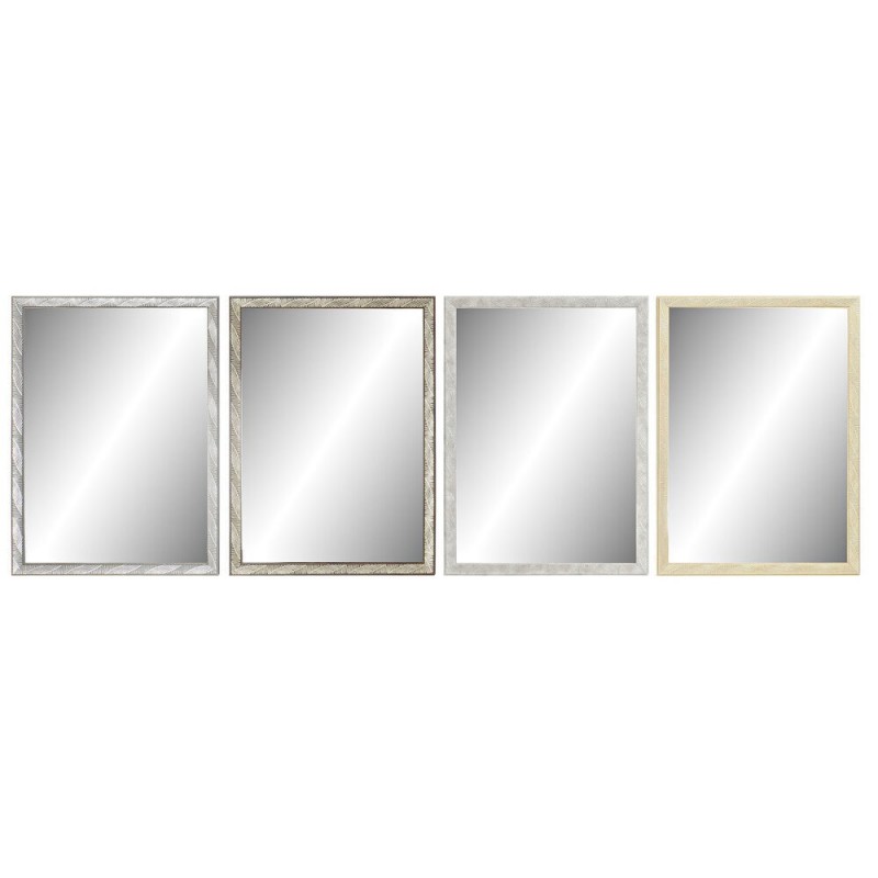 Wall mirror DKD Home Decor Natural Glass Grey Brown Dark Grey PS 4 Units Plant leaf (56 x 2 x 76 cm) - Article for the home at wholesale prices